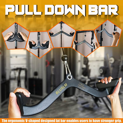 LAT Pull down Bar for Cable Machine, LAT Pulldown Attachments T Bar V Bar Cable