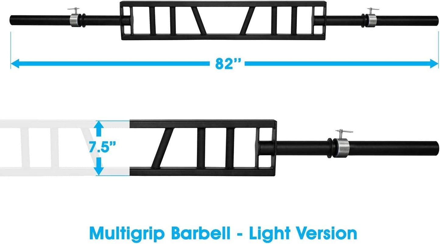 Multi Grip Barbell & Cable Attachment - Swiss Bar, American Bar for Greater Rang