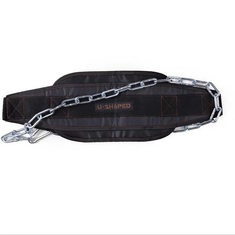 Thicken Weight Lifting Belt with Chain Dipping Belt for Pull up Chin up Kettlebell Barbell Fitness Bodybuilding Gym Belt